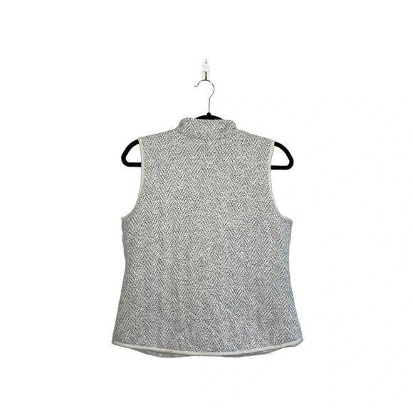 Maurices Cream & Gray Chevron Pocket Full Tweed Zip Vest Medium Women’s - Picture 5 of 10